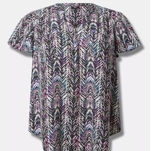 Torrid Harper Flutter Sleeve Blouse, Size 1 / XL, Multi Color Polyester Shirt